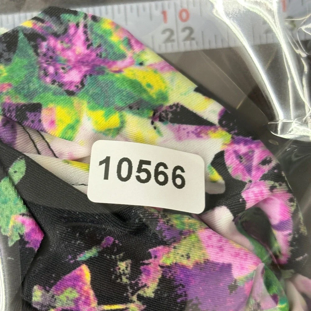 NWT ASSETS Women Tankini Top S Black Floral Power Suits Halter 1708 Slimming